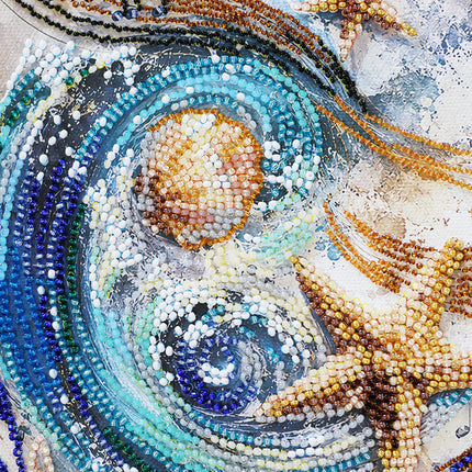 DIY Bead Embroidery Kit "Sea Sonata" 9.8"x9.8" / 25.0x25.0 cm