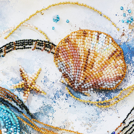 DIY Bead Embroidery Kit "Sea Sonata" 9.8"x9.8" / 25.0x25.0 cm
