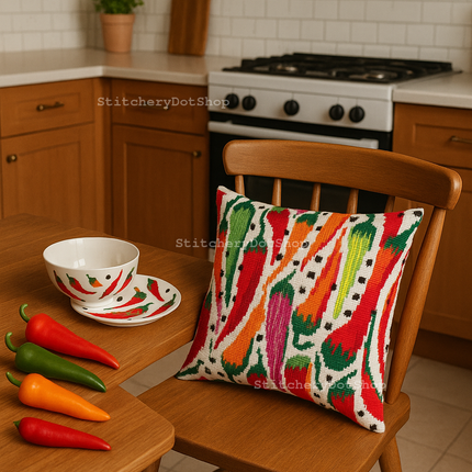 Needlepoint Pillow Kit "Chili peppers"