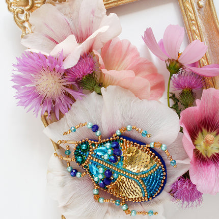 Beadwork kit for creating brooch "Azurite"