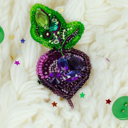 Beadwork kit for creating brooch "Beetroot"