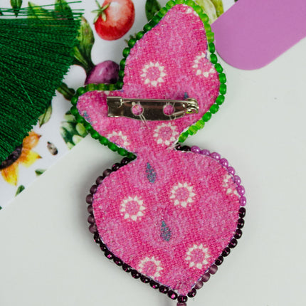 Beadwork kit for creating brooch "Beetroot"