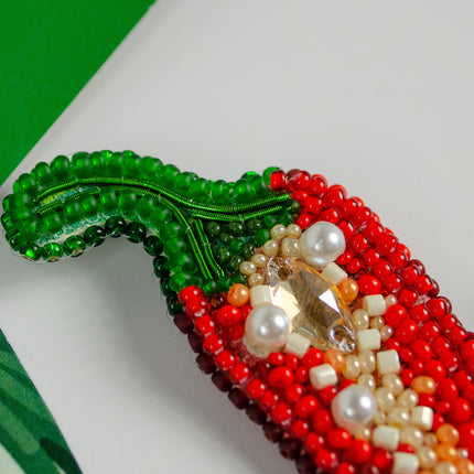 Beadwork kit for creating brooch "Hot pepper"