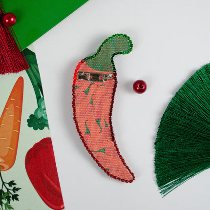 Beadwork kit for creating brooch "Hot pepper"