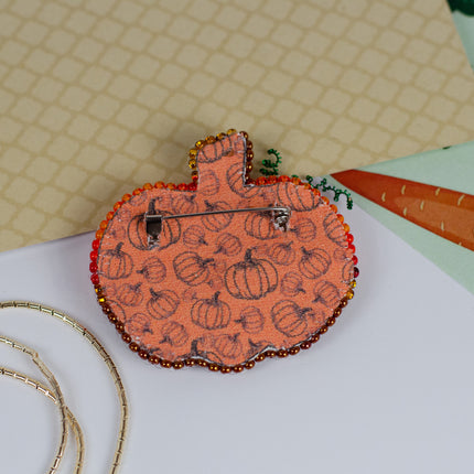 Beadwork kit for creating brooch "Golden pumpkin"