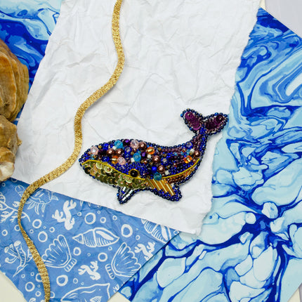 Beadwork kit for creating brooch "Decoration Blue whale (Decoration)"