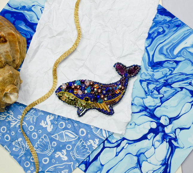 Beadwork kit for creating brooch "Decoration Blue whale (Decoration)"