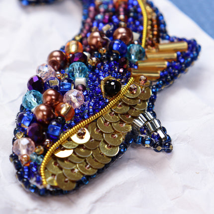 Beadwork kit for creating brooch "Decoration Blue whale (Decoration)"