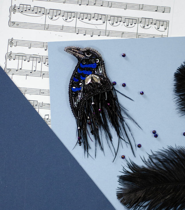 Beadwork kit for creating brooch "Harbinger of Darkness"