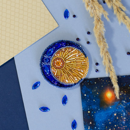 Beadwork kit for creating brooch "Celestial Duet"
