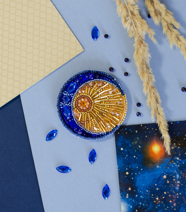 Beadwork kit for creating brooch "Celestial Duet"