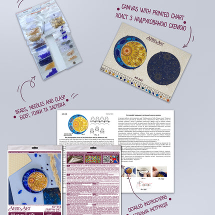 Beadwork kit for creating brooch "Celestial Duet"
