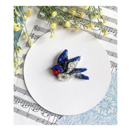 Beadwork kit for creating brooch " Song of the Swallow"