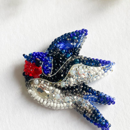 Beadwork kit for creating brooch " Song of the Swallow"