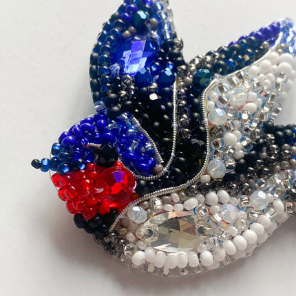 Beadwork kit for creating brooch " Song of the Swallow"