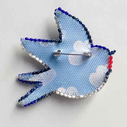 Beadwork kit for creating brooch " Song of the Swallow"