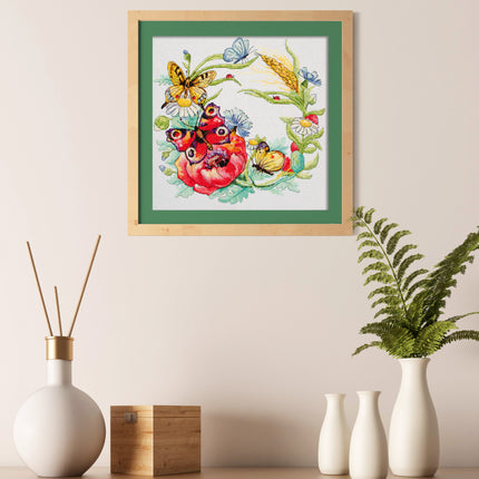 DIY Cross Stitch Kit "Summer wreath" 11.4x11.4 in