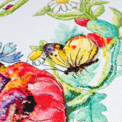 DIY Cross Stitch Kit "Summer wreath" 11.4x11.4 in