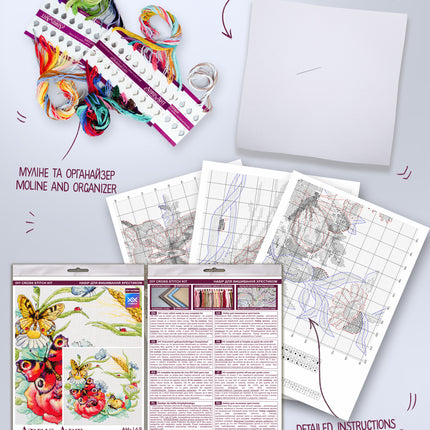 DIY Cross Stitch Kit "Summer wreath" 11.4x11.4 in