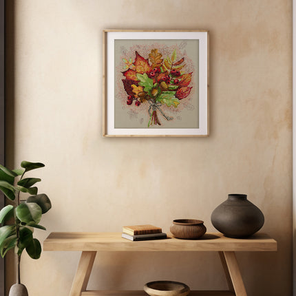 DIY Cross Stitch Kit "Autumn moment" 12.2x12.8 in