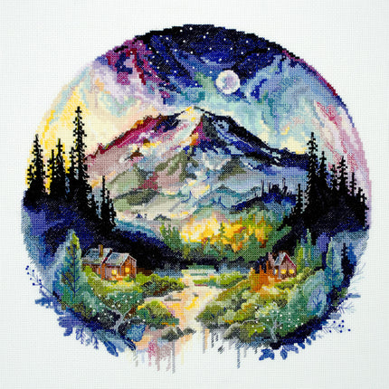 DIY Cross Stitch Kit "On top of the world" 9.1x9.1 in