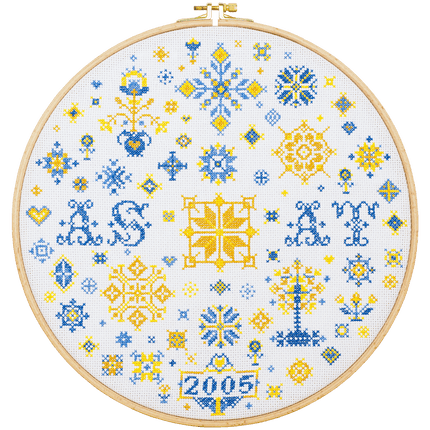 DIY Cross Stitch Kit "Family sampler" 11.8x11.8 in