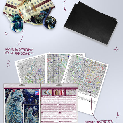 DIY Cross Stitch Kit "Night guest" 8.7x12.6 in
