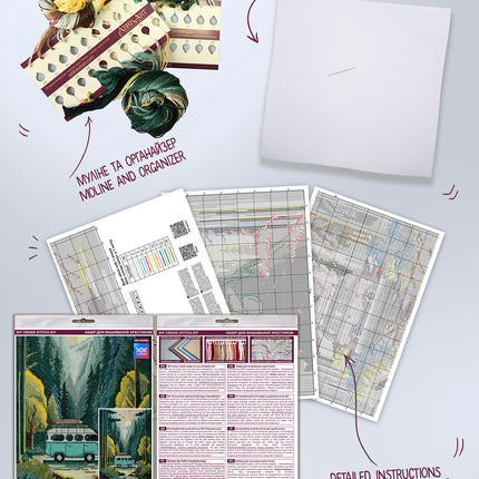 DIY Cross Stitch Kit "Thirst for adventure" 8.7x12.6 in