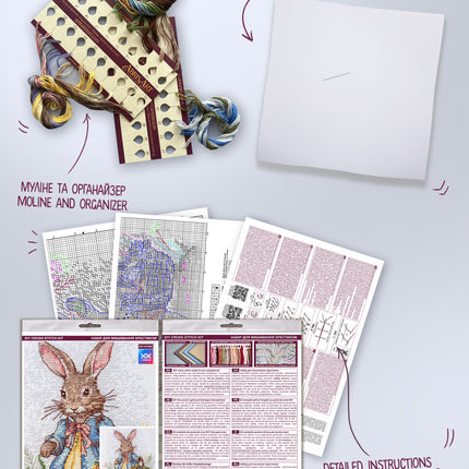 DIY Cross Stitch Kit "Spring Bunny" 7.1x7.9 in