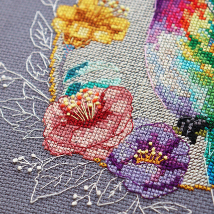 DIY Cross Stitch Kit "Bird of paradise" 9.1x9.4 in