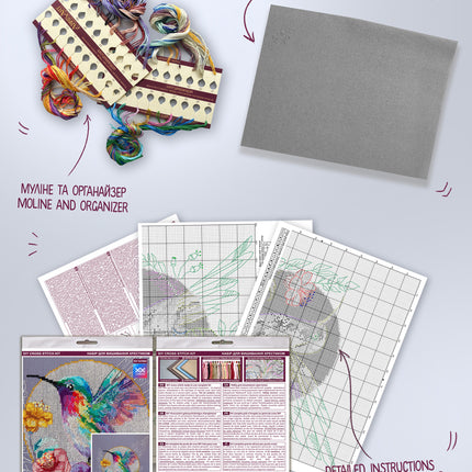 DIY Cross Stitch Kit "Bird of paradise" 9.1x9.4 in