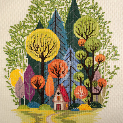 DIY Cross Stitch Kit "Cozy in the forest" 12.6x16.1 in