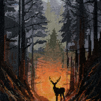 DIY Cross Stitch Kit "Forest guard" 9.4x16.5 in