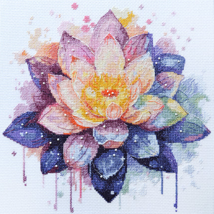 DIY Cross Stitch Kit "Shining lotus" 9.4x9.4 in