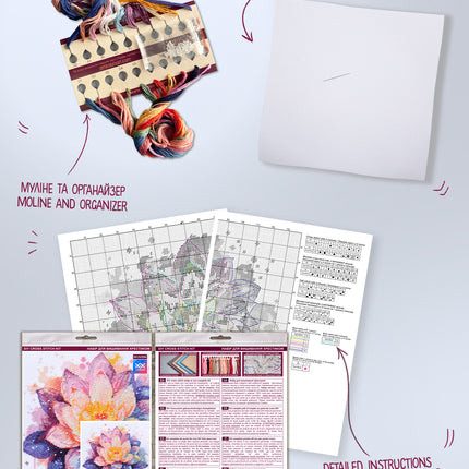 DIY Cross Stitch Kit "Shining lotus" 9.4x9.4 in