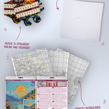 DIY Cross Stitch Kit "The sun of Sicily" 9.8x11.8 in