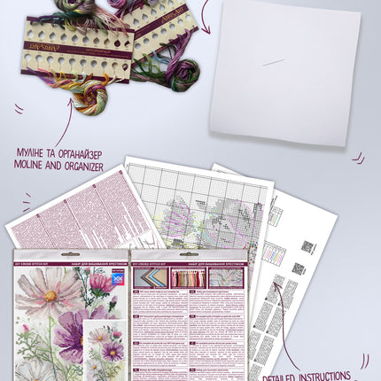 DIY Cross Stitch Kit "Feeling colors" 7.9x12.6 in
