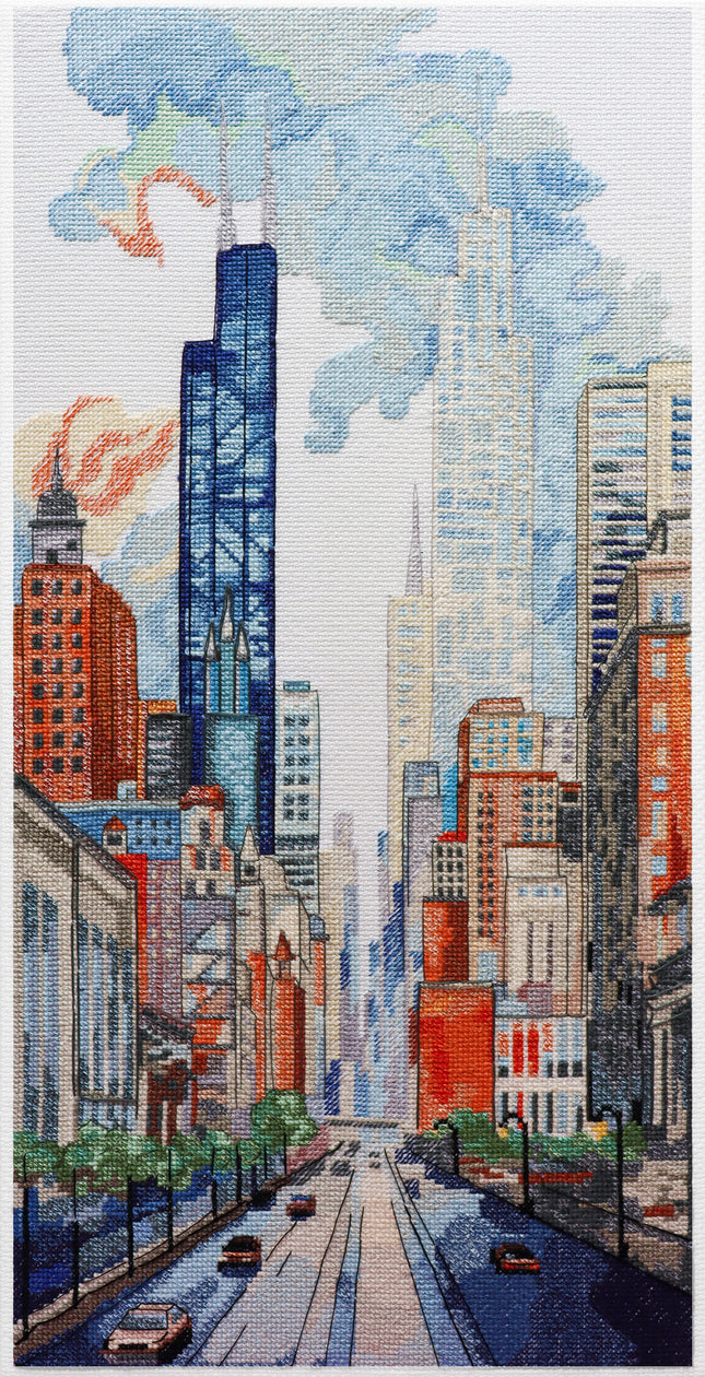 DIY Cross Stitch Kit "Big city life" 9.8x19.7 in