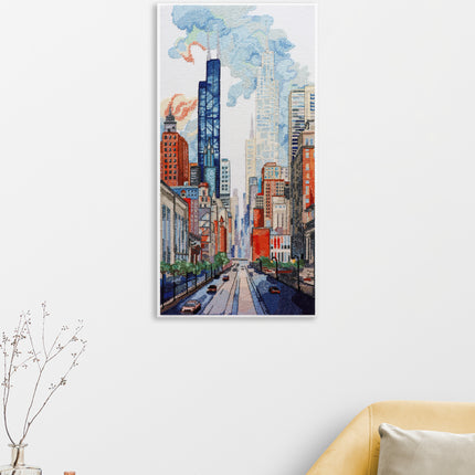 DIY Cross Stitch Kit "Big city life" 9.8x19.7 in