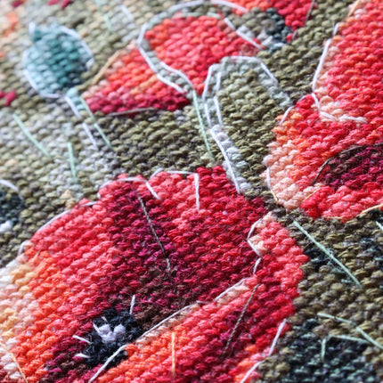 DIY Cross Stitch Kit "Poppies at sunset" 7.5x11.8 in