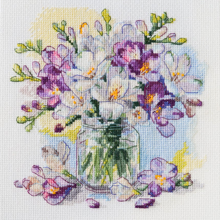 DIY Cross Stitch Kit "The first bouquet" 6.7x6.7 in
