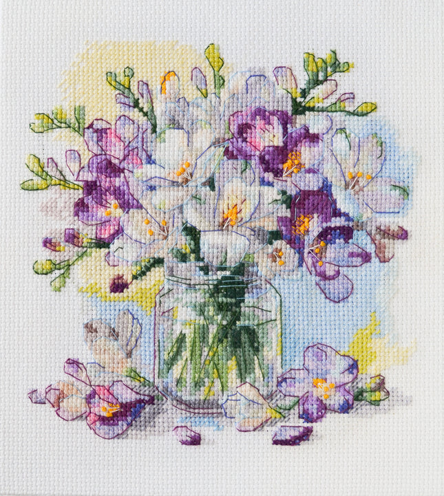DIY Cross Stitch Kit "The first bouquet" 6.7x6.7 in