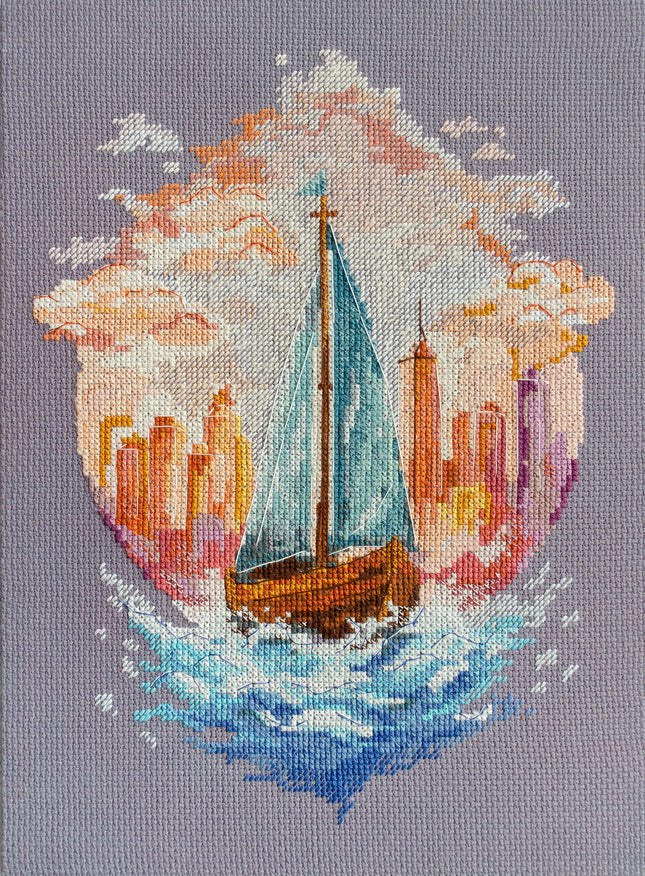 DIY Cross Stitch Kit "On the waves of adventure" 7.9x10.6 in