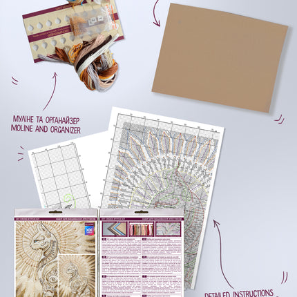 DIY Cross Stitch Kit "Protector of the Sun" 9.8x14.6 in