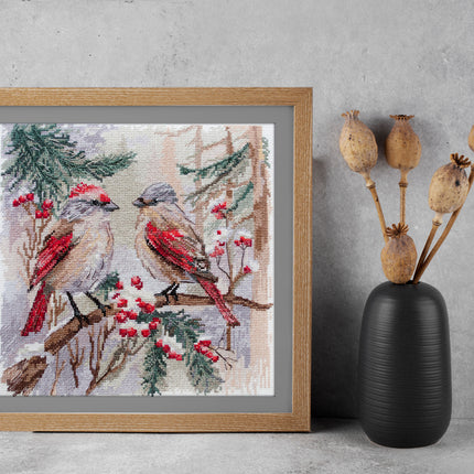 DIY Cross Stitch Kit "Chittering about winter" 9.8x9.8 in