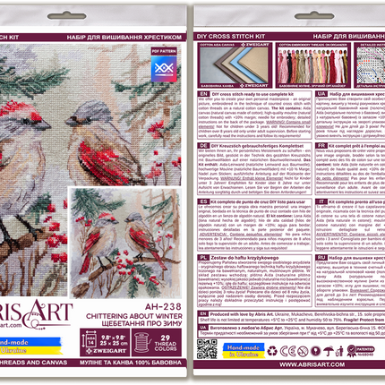 DIY Cross Stitch Kit "Chittering about winter" 9.8x9.8 in