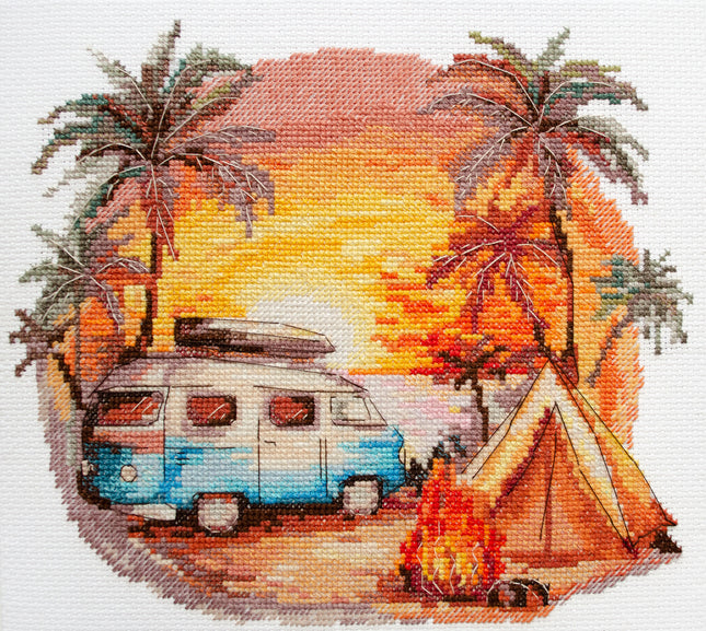 DIY Cross Stitch Kit "Cross-stitch kits Beach adventures" 8.7x7.9 in
