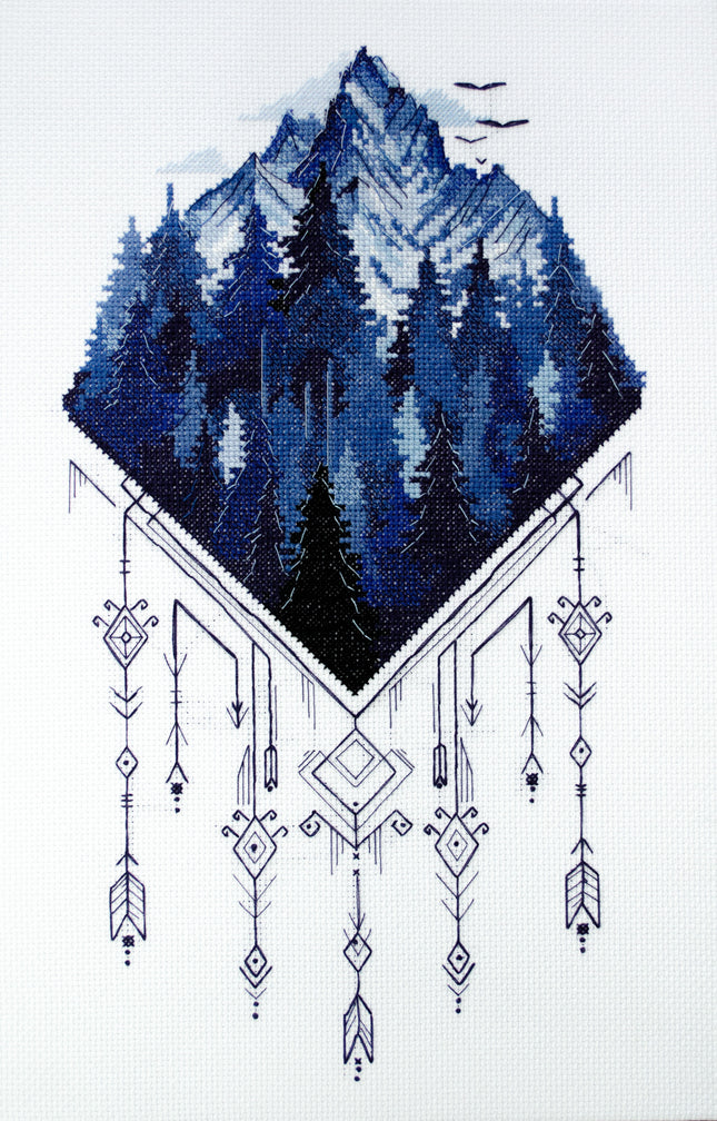 DIY Cross Stitch Kit "Cross-stitch kits Silver land" 7.9x13.8 in