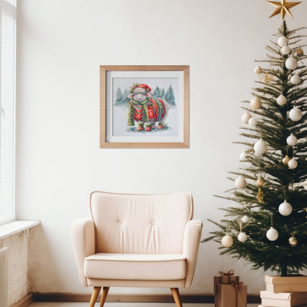 DIY Cross Stitch Kit "In the arms of winter" 9.4x7.9 in