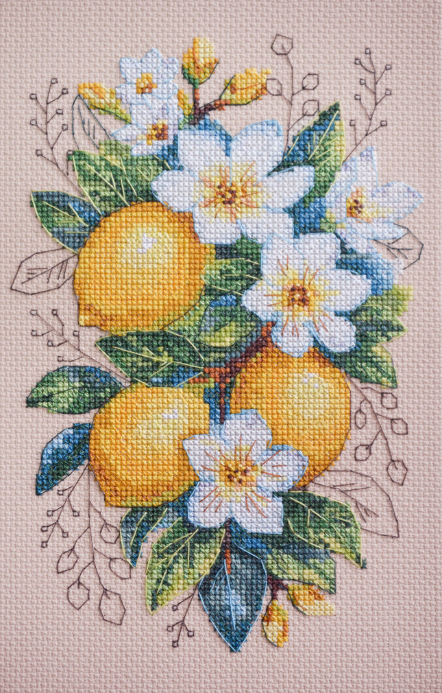 DIY Cross Stitch Kit "Cross-stitch kits Lemon mood" 5.5x8.3 in